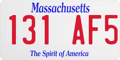 MA license plate 131AF5