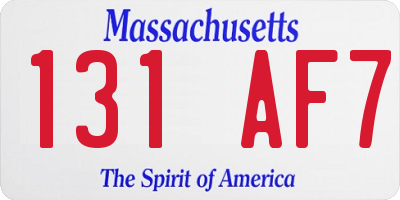 MA license plate 131AF7