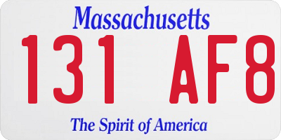 MA license plate 131AF8