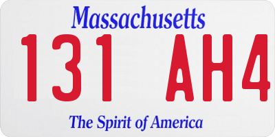 MA license plate 131AH4