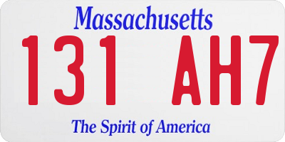 MA license plate 131AH7