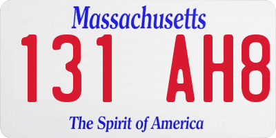 MA license plate 131AH8