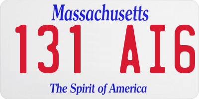 MA license plate 131AI6