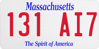 MA license plate 131AI7