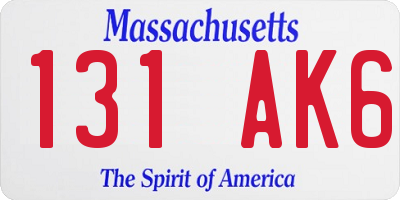 MA license plate 131AK6