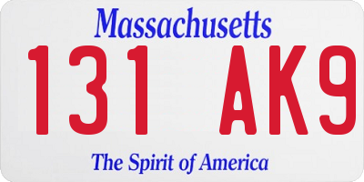 MA license plate 131AK9