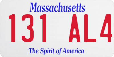 MA license plate 131AL4