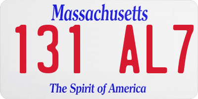 MA license plate 131AL7