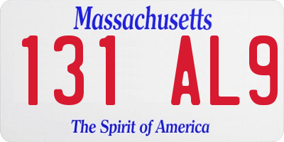 MA license plate 131AL9
