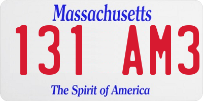 MA license plate 131AM3