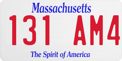 MA license plate 131AM4