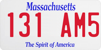 MA license plate 131AM5