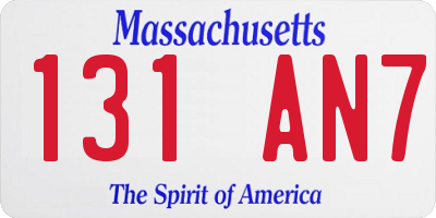 MA license plate 131AN7