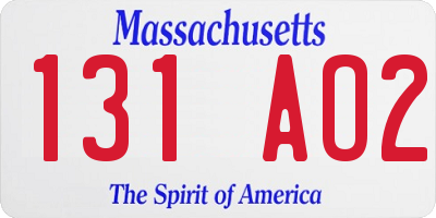 MA license plate 131AO2