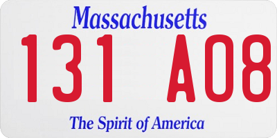 MA license plate 131AO8