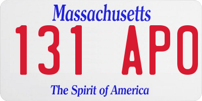 MA license plate 131AP0