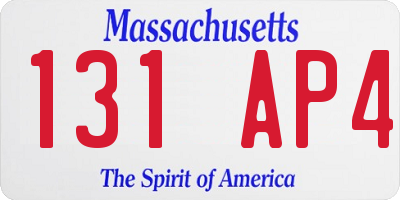 MA license plate 131AP4