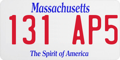 MA license plate 131AP5