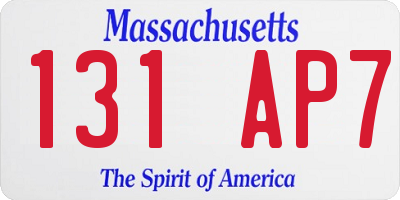 MA license plate 131AP7