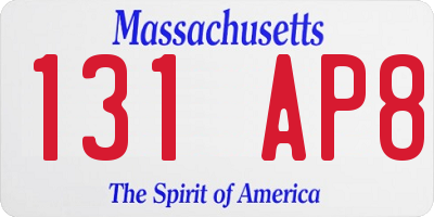 MA license plate 131AP8