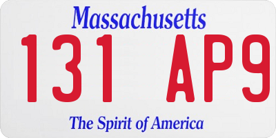 MA license plate 131AP9