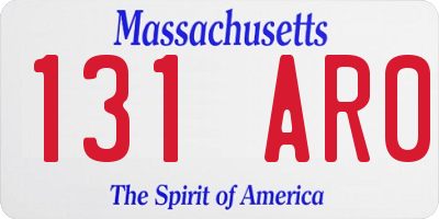 MA license plate 131AR0