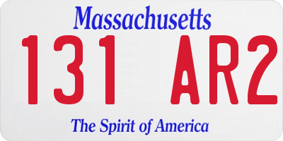 MA license plate 131AR2