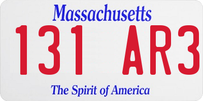 MA license plate 131AR3