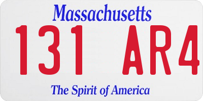 MA license plate 131AR4