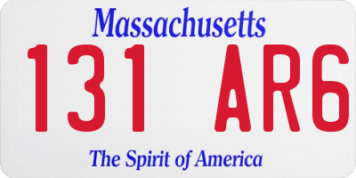 MA license plate 131AR6