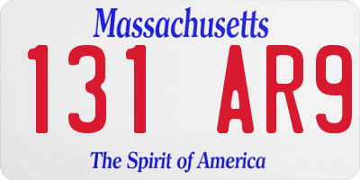 MA license plate 131AR9