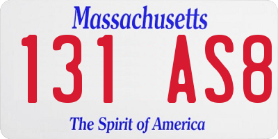 MA license plate 131AS8