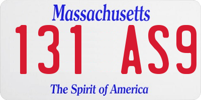MA license plate 131AS9