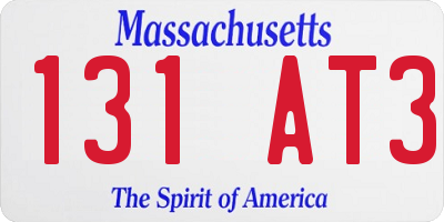 MA license plate 131AT3