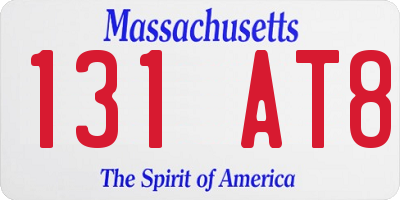 MA license plate 131AT8