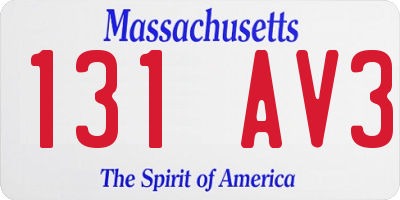 MA license plate 131AV3