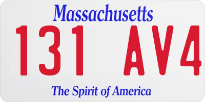 MA license plate 131AV4