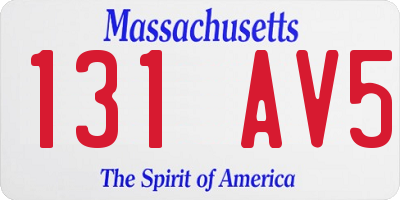 MA license plate 131AV5