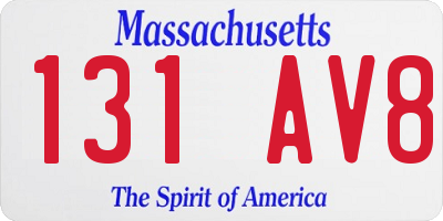 MA license plate 131AV8