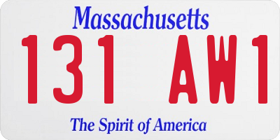 MA license plate 131AW1