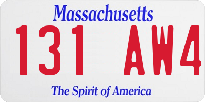 MA license plate 131AW4