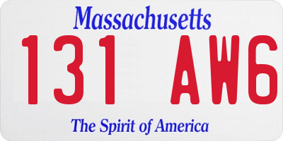 MA license plate 131AW6