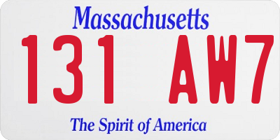 MA license plate 131AW7