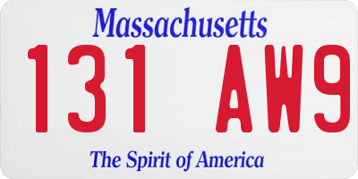 MA license plate 131AW9