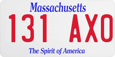 MA license plate 131AX0