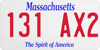 MA license plate 131AX2