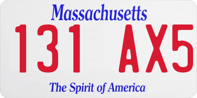 MA license plate 131AX5