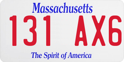 MA license plate 131AX6