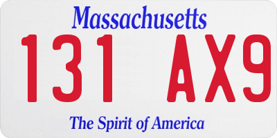 MA license plate 131AX9