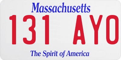 MA license plate 131AY0